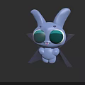 Blue 3D Cartoon Game Movie Character With Large Ears Green Glasses And Wings