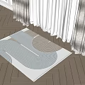Square Rug With Geometric Pattern Light Beige White Design For Wooden Floor Living Room