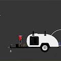 American Tearshop Red Dirt Motorcycle On Trailer Display Scene