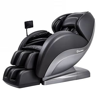 Modern Black and Silver Massage Chair with Ergonomic Design Multifunctional Massage and Side Control Panel 3d model