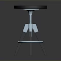Modern Minimalist Stool With Round Black Seat Blue Circular Ring Accent And Three Legged Design