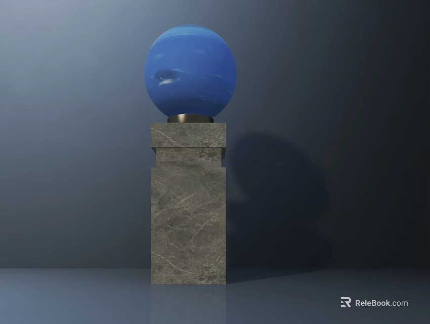 Modern Desk Lamp With Blue Globe Shade And Marble Base On Dark Background 3d model 