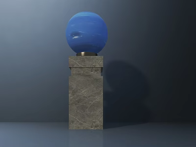 Modern Desk Lamp With Blue Globe Shade And Marble Base On Dark Background 3d model