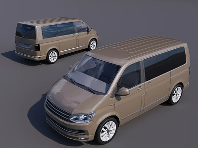Brown Modern Minivan With Sleek Exterior Design Large Windows And Alloy Wheels 3d model