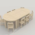 Oval Wooden Kids Table With Six Matching Chairs For Children's Room