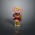 Pixel Art Train Character 3D Render With Colorful Digital Design Style