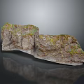 Natural Rock Scenery Component With Green Moss Covered Textured Surface And Landscape Element