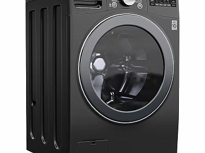 Modern Black Front Load Washing Machine With Glass Door And Control Panel 3d model