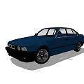 Blue Sedan Car With Classic Front Grille And Headlights Design 3d model