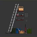 Diving Platform Diving Base Mobile Iron Frame Mobile Iron Ladder Movable Ladder Competition Watch Rack Outdoor Items 3d model