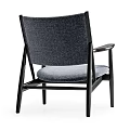 Modern Minimalist Leisure Chair With Black Frame And Gray Fabric Upholstery