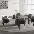 Modern Italian Dining Table and Chair Round Dining Table and Chair 3d model