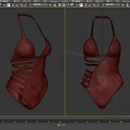 Burgundy One Piece Swimsuit With Golden Crisscross Straps And Stylish Design