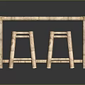 Natural Wooden Bar Counter With Woven Top And Matching Bar Stools Design