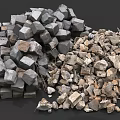 Stacked Pile of Rough Stones and Natural Wood for Garden Design Project