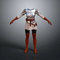Medieval Costume With Silver Armor White Tunic Brown Belt And Red Boots