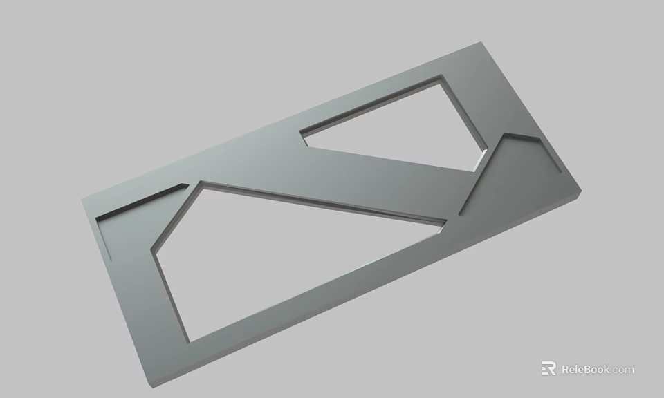Modern Gray Geometric Panel Featuring Hollow Design And Irregular Cutouts 3d model 