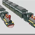 Garden Ornament Vintage Steam Train With Green Red Black And Yellow Carriages