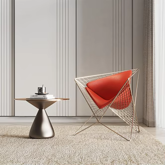 Light Luxury Single Chair Side Combination 3d model