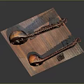 Two Traditional Sitar Musical Instruments Placed On Wooden Platform For Home Decor