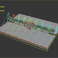 Industrial Platform Structure Model Featuring Red Cranes And Metal Supports Design