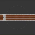 Red Flatbed Trailer With Brown Loading Surface Multiple Wheels And Long Structure