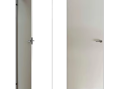 Modern Minimalist Hinged Door With Smooth Surface And Metal Handle Design 3d model