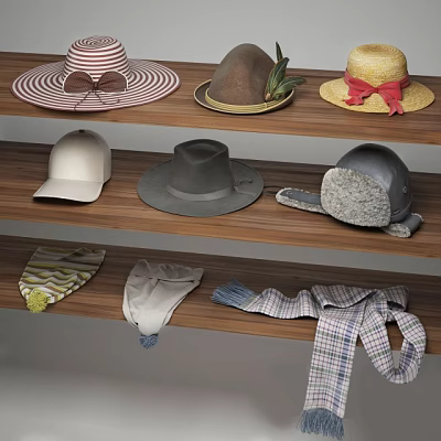 Hat Children's Hat Scarf Baseball Hat Classic Hat Scholar Hat Cowboy Hat 3d model