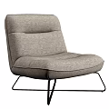 Modern Gray Upholstered Lounge Chair With Padded Seat And Black Metal Legs