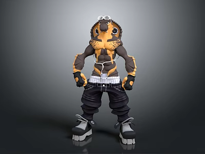 Stylized Game Movie Character With Yellow Black Hooded Outfit White Belt And Thick Soled Shoes 3d model