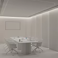 Modern Meeting Room Interior With Long Table TV Screen Brown Walls And Comfortable Chairs