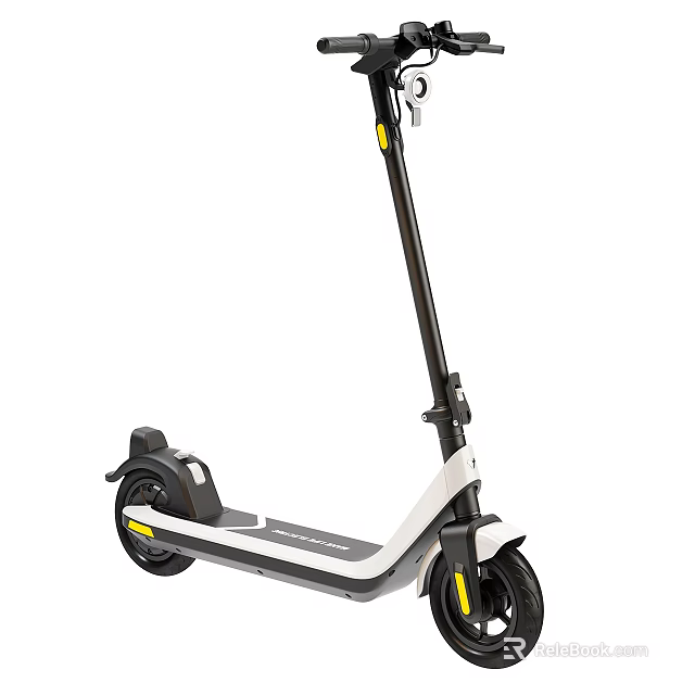Modern Electric Scooter With White Black Body And Yellow Accents 3d model 