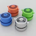 Colorful Kitchen Food Containers with Lids in Blue Orange Green Silver