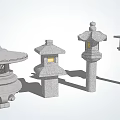 Japanese Style Stone Outdoor Lanterns With Various Traditional Designs For Garden Illumination And Warm Light