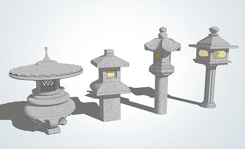 Chinese landscape lamp Zen stone lamp 3d model