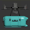 Professional Drone With Camera Placed On Turquoise Storage Case For Safe Transport 3d model