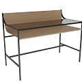 Modern Dressing Table with Black Metal Frame Glass Top and Brown Backboard 3d model