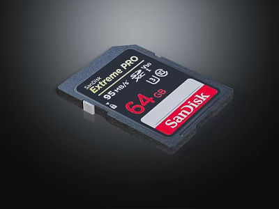 SanDisk Extreme PRO 64GB SD Card for Computer Storage and High Speed Data Transfer 3d model