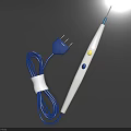 Handheld Medical Device With Blue Cable Plug Buttons And Yellow Indicator Light 3d model