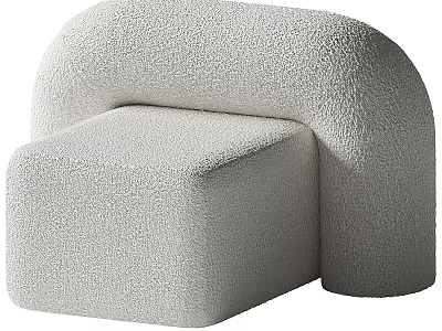 Modern Single Seater Sofa With Curved Design And Soft Knitted Fabric 3d model