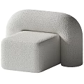 Modern Single Seater Sofa With Curved Design And Soft Knitted Fabric