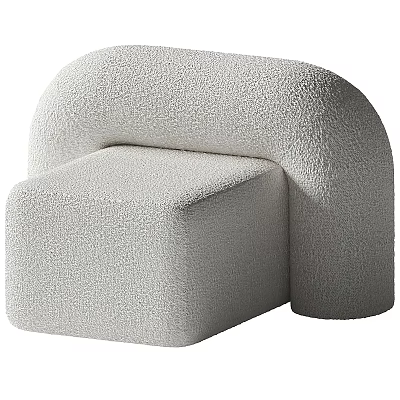 Modern Single Seater Sofa With Curved Design And Soft Knitted Fabric 3d model