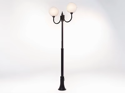 Modern Floor Lamp With Two White Spherical Shades And Black Metal Pole 3d model