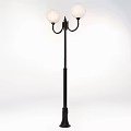 Modern Floor Lamp With Two White Spherical Shades And Black Metal Pole
