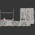 Small Architectural Scene Model With Square Module Framed Structure Platform Table And Plants