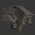 Broken Stone Arch Structure With Ancient Ruin Design And Weathered Texture 3d model