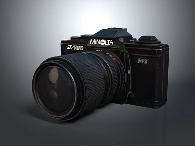 Minolta X700 Vintage Electronic Camera With Large Lens And Black Classic Body 3d model