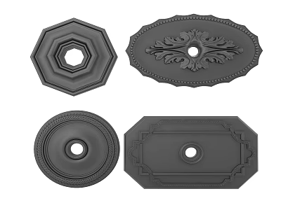Intricate Carved Ceiling Medallions with Ornate Designs and Various Shapes for Home Interior Decoration 3d model
