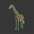Detailed Orange Giraffe Model Standing On Dark Background With Black Mane 3d model