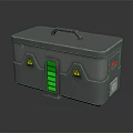 Gray Metal Equipment Case With Handle Green Indicator Lights Yellow Warning Signs And Red Button